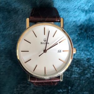 Bulova American Clipper Gold-Tone leather band